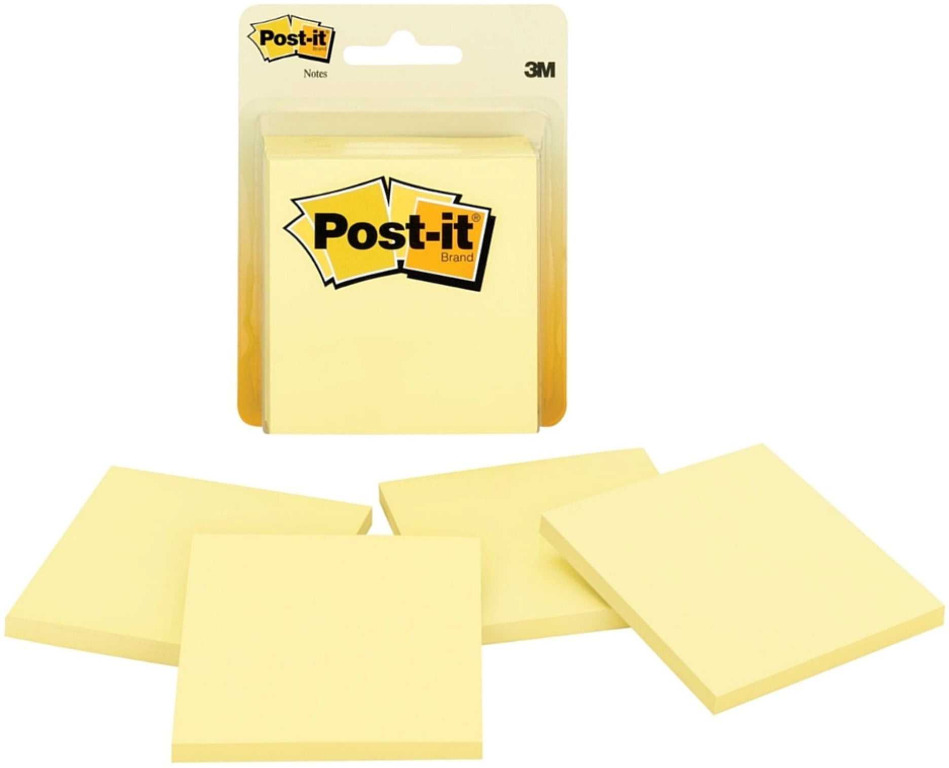 Post-it 3 x 3-Inches Pads Canary Yellow 4 ea Pack of 2 