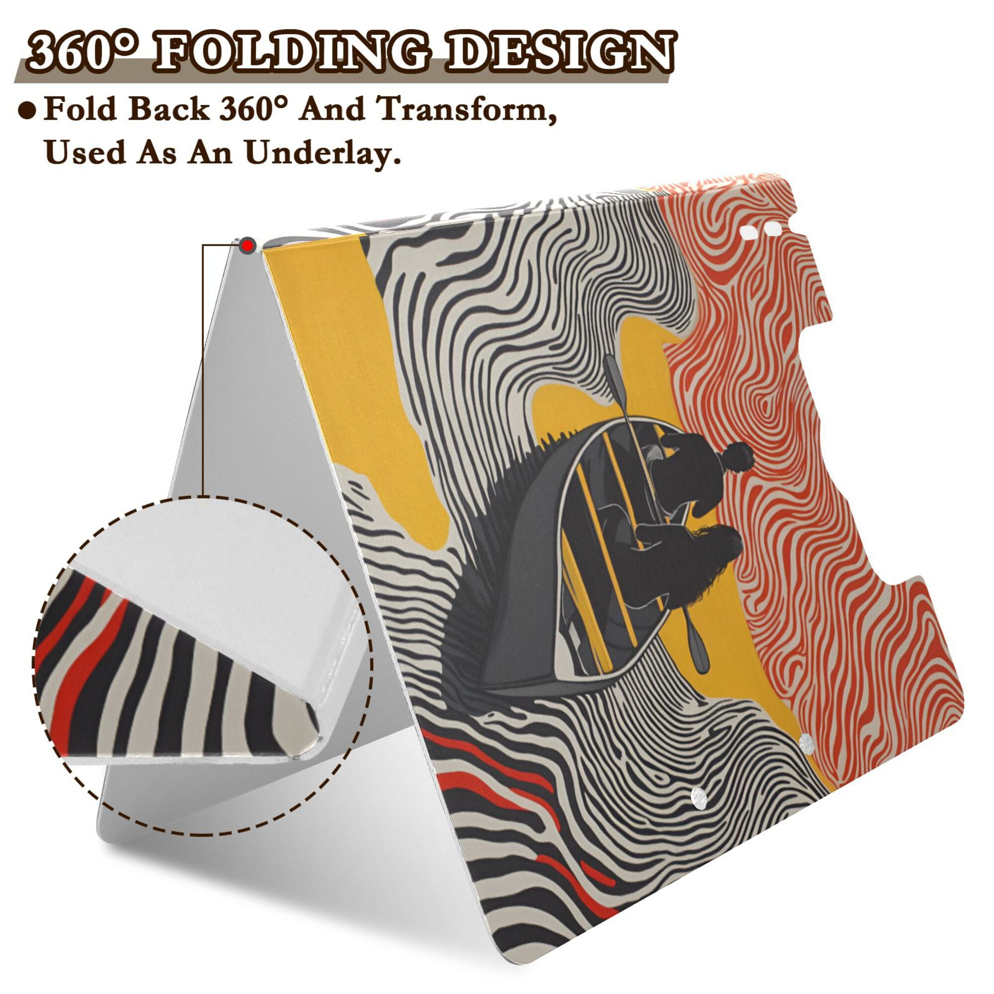 FORMRS A4 Clipboard Folder with Pen Holder Horizontal Foldable School Office Binder, Striped Boat