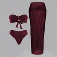 thumbnail image 4 of uublik 2 Piece Swimsuit for Women 3 Piece Bikini Set Beach Vacation Bathing Suit with Cover Up Skirt Wine, 4 of 4