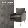 thumbnail image 2 of Upholstered Accent Chair Removable Back Seat Cushion Armchair Lounge Sofa Golden Legs Living Room Bedroom Grey, 2 of 7