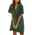 thumbnail image 3 of SMihono Robe d'Été Grande Taille pour Femmes 2023 Mode Imprimée Décontractée Printemps et Été Col en V Manches Courtes Longueur Genou, 3 of 4