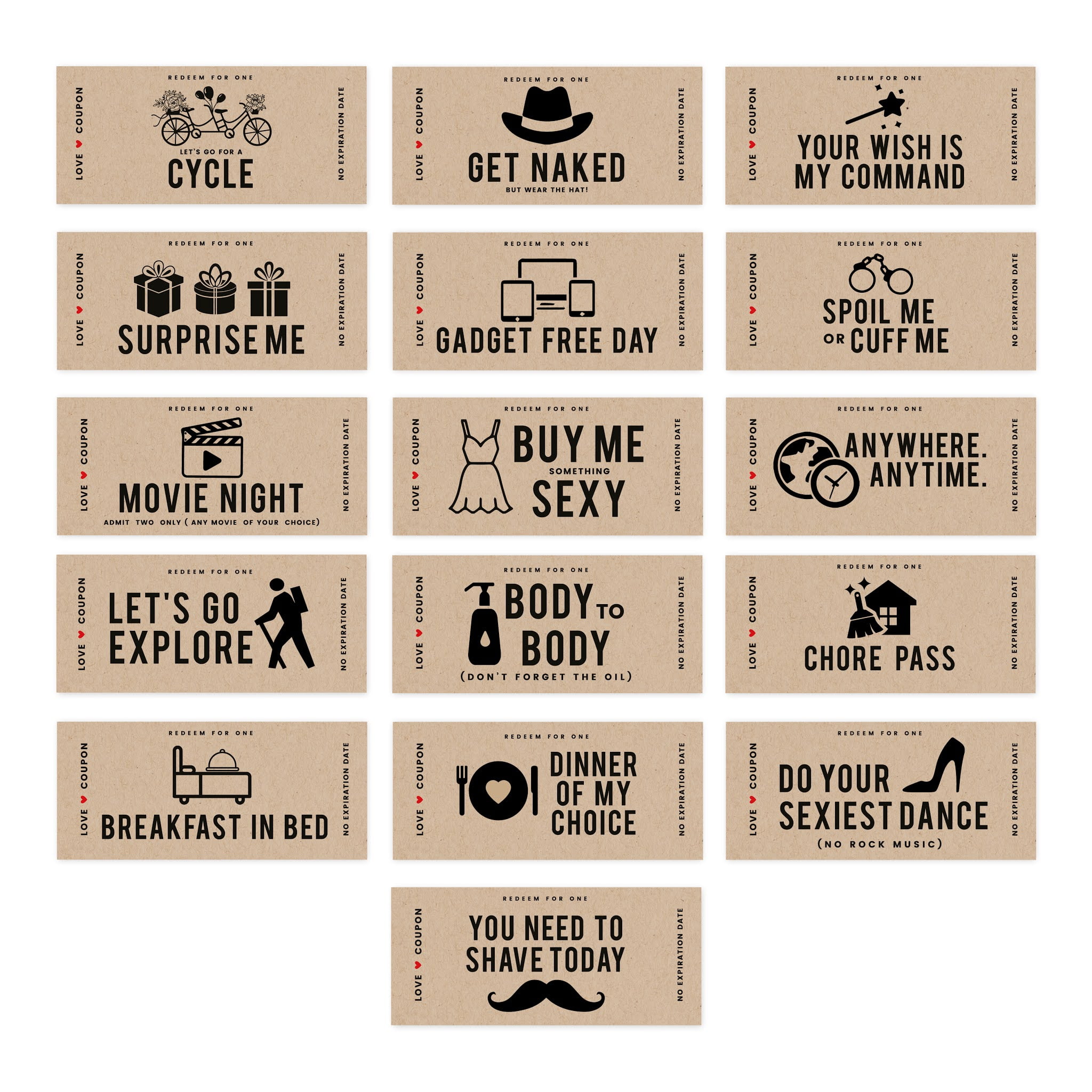 Andaz Press Kraft Brown Love Coupons For Him Her Boyfriend 