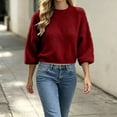 thumbnail image 6 of yillto Sweater for Womens Crop Knit Long Sleeve Fuzzy Crew Neck Pullover Warm Fall Winter Outwear, 6 of 6