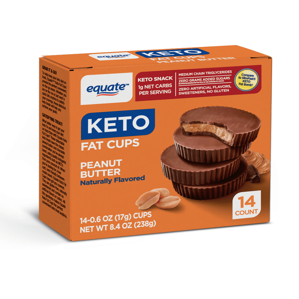 Equate Keto Fat Cups, Peanut Butter, Keto Snack, 14 Count