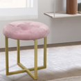 thumbnail image 4 of 17" Pink Velvet Tufted Accent Chair with Gold Metal Legs - Mid Century Modern Side Chair, 280Lb Capacity, 4 of 5