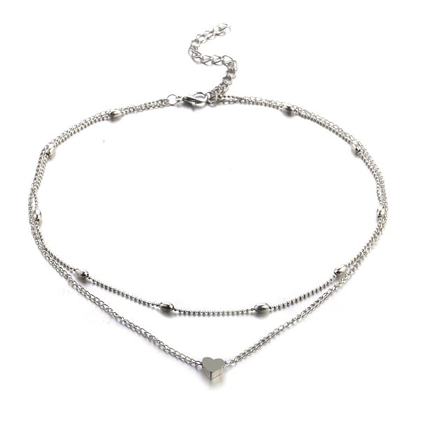 Guardurnaity Colgante de corazón de múltiples capas para mujer y niña, collar de clavícula chapado en aleación, joyería decorativa ajustable Ropa, zapatos y accesorios Miscelánea No.02
