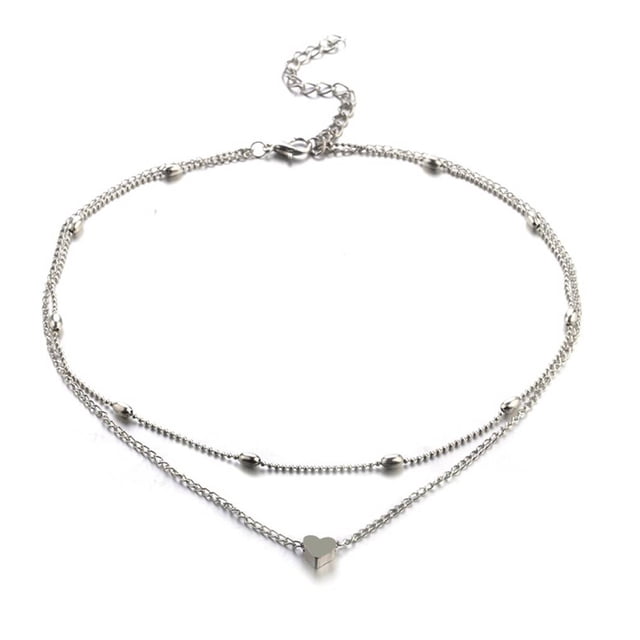 Guardurnaity Colgante de corazón de múltiples capas para mujer y niña, collar de clavícula chapado en aleación, joyería decorativa ajustable Ropa, zapatos y accesorios Miscelánea No.02