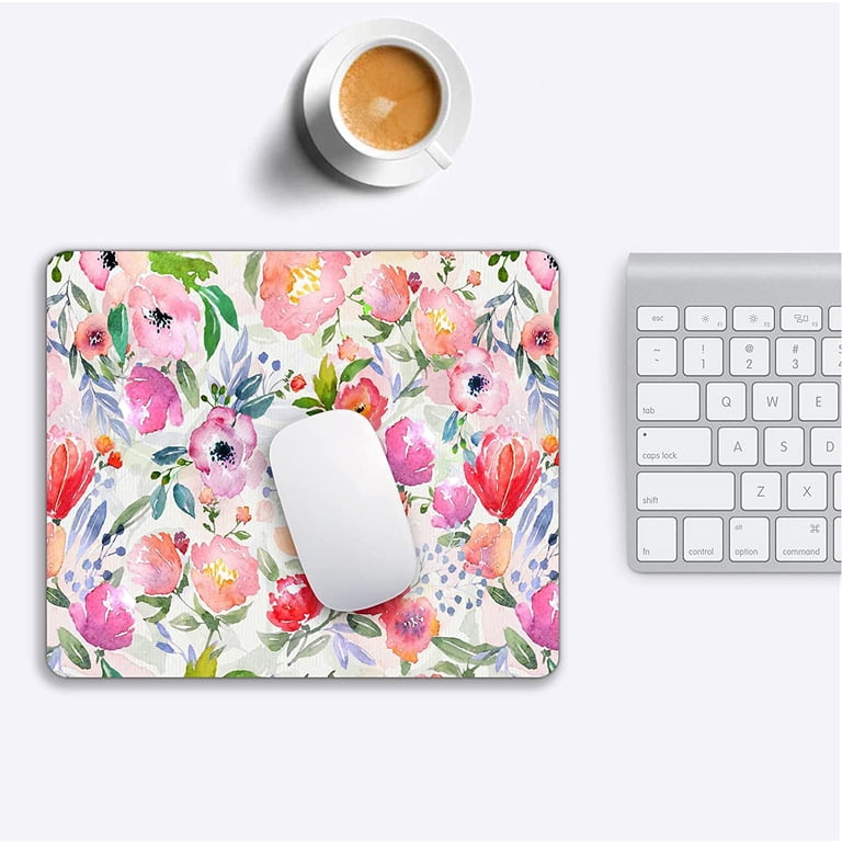Mouse Pad Quadrato Con Motivo Floreale Rosa E Grigio - Tappetino Per Mouse Lavabile Con Base Antiscivolo In Gomma, 24x20 Cm (9.5x7.9 Pollici), Per Ufficio E Laptop - 6