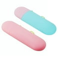 thumbnail image 2 of FELTECHELECTR Travel Toothbrush Containers Toothbrush and Toothpaste Storage Travel Wash Case Pink 1Set, 2 of 8