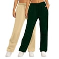 thumbnail image 2 of Bcresic 2 Pcs Woman Fleece Lightweight Straight Wide Leg Trousers Trendy Lounge Pants Workout Joogy for Lady,Y05_Green,Medium, 2 of 6