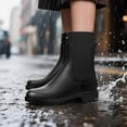 thumbnail image 3 of Waterproof Women's Ankle Boots with Fashion Lug Sole Low Chunky Heel,Black,Size 8, 3 of 9