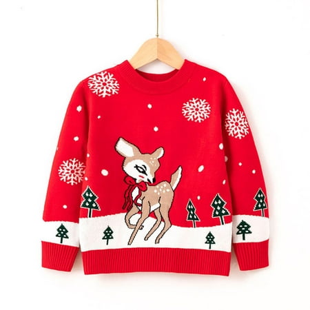 

Child Sweater Toddler Boys Girls Christmas Deer Long Sleeve Warm Knitted Pullover Xmas Tops Coat
