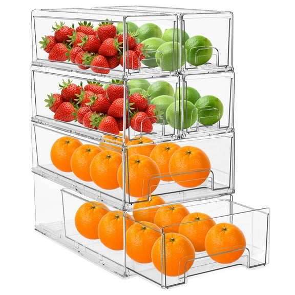 Sorbus Clear Stackable Refrigerator Drawers, 2 Medium & 4 Small with Handles