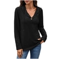 thumbnail image 3 of Horkkom Button Down Shirts for Women Long Sleeve Pullover Hoodies with Drawstring Fall Casual Blouses XL, 3 of 6