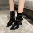 thumbnail image 2 of Zapatos Botines de mujer Botas de mujer de tacón medio botines de punta redonda para mujer zapatos de tobillo de tacón para mujer botas sexis para mujer tacones para mujer (Black 6.50), 2 of 7