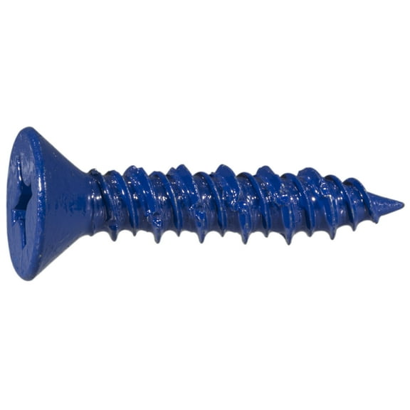 1/4" x 1-1/4" Blue Ruspert Coated Steel Phillips Flat Head Masonry Screws MNSFS-124