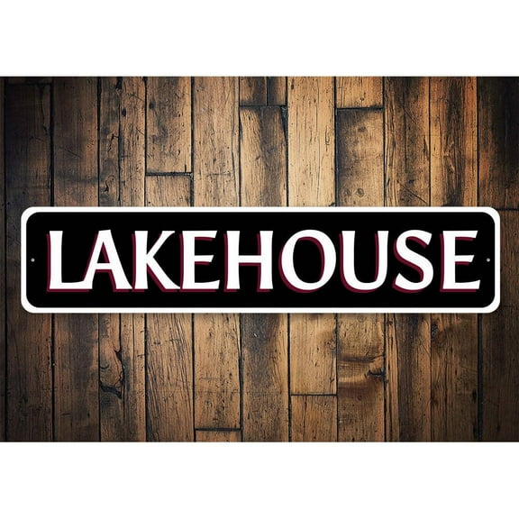 Lake House Novelty Decor, Metal Wall Sign - 4x18 Inches