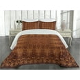 thumbnail image 2 of Ambesonne Vintage Quilted Coverlet 3 Pcs, Persian Lace, King Size, Orange Brown, 2 of 4