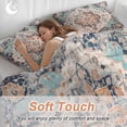 thumbnail image 4 of 3 Piece Orange Blue Duvet Cover Set Queen Size,Microfiber Comforter/Quilt Cover with Corner Ties and 2 Pillowcases,Boho Geometric Middle Century Abstract Western Soft Bedding with Zipper Closure, 4 of 8