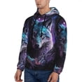 thumbnail image 2 of KLL Purple Sky Wolf Print Mens Hoodie Long Sleeve Casual Pullover Hooded Sweatshirt Fashion Drawstring Hoodies with Pocket-3X-Large, 2 of 6
