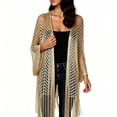 thumbnail image 4 of Hesxuno Women Crochet Cardigans Long Sleeve Lightweight Baggy Maxi Cardigan Hollow Out Beach Boho Cover Up 2026 Breathable Comfy Coverup Gold Free Size, 4 of 6