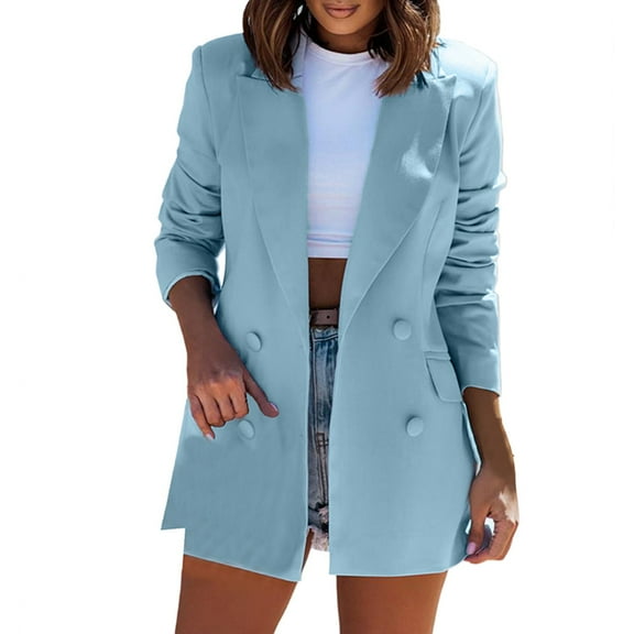 Jiyugala Womens Overcoat Long Sleeve Double Coat Jacket