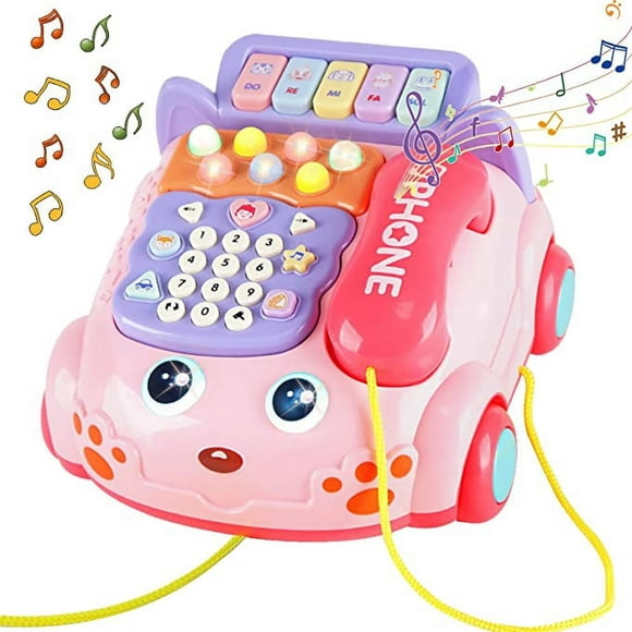 HLONK Téléphone pour Tout-Petits Jouets de Développement pour Garçon Fille de 1 2 3 Ans Cadeaux Jouet Téléphone pour Bébé avec Musique et Éclairage Jouets pour Bébé Jouets Éducatifs d'Apprentissage pour 12 18 24 Mois
