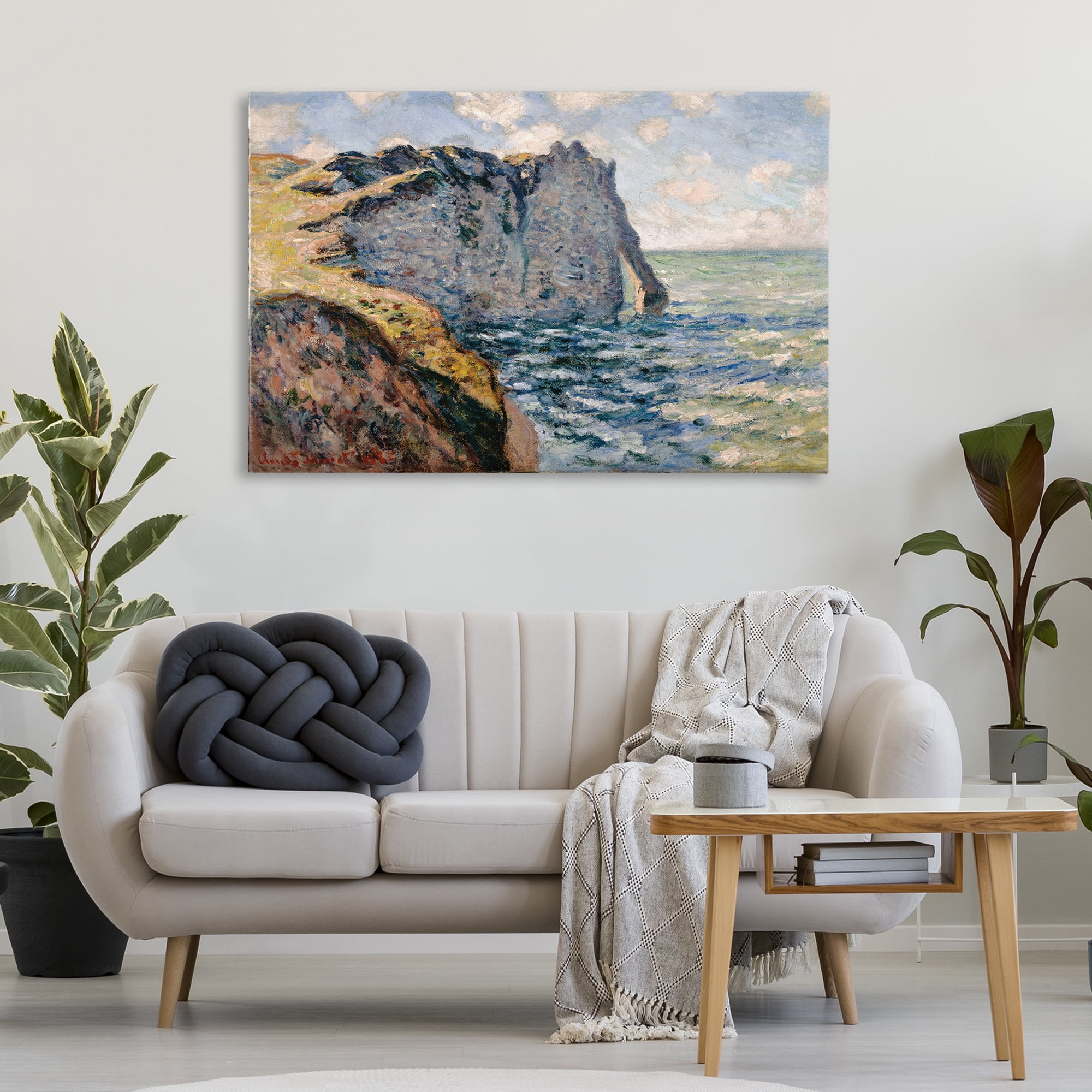 Stupell Industries Classic Monet Cliff Of Aval Landscape & Nature Painting Wrapped Canvas Art Print Wall Art, 45 x 30