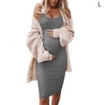 thumbnail image 4 of Qarigey Vestido Mujer Embarazada Sin Mangas Vestido Corto Mujer Embarazada Sin Mangas Color Sólido Ropa De Verano Prendas para la parte del cuerpo Gris L, 4 of 5