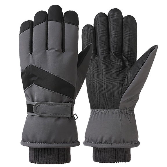 Btomtd Ski Gloves for Winter, Men's and Women's Cycling Outdoor Gloves with Windproof Fleece Lining, Water Tight and Non Slip Warm Gloves, Gray
