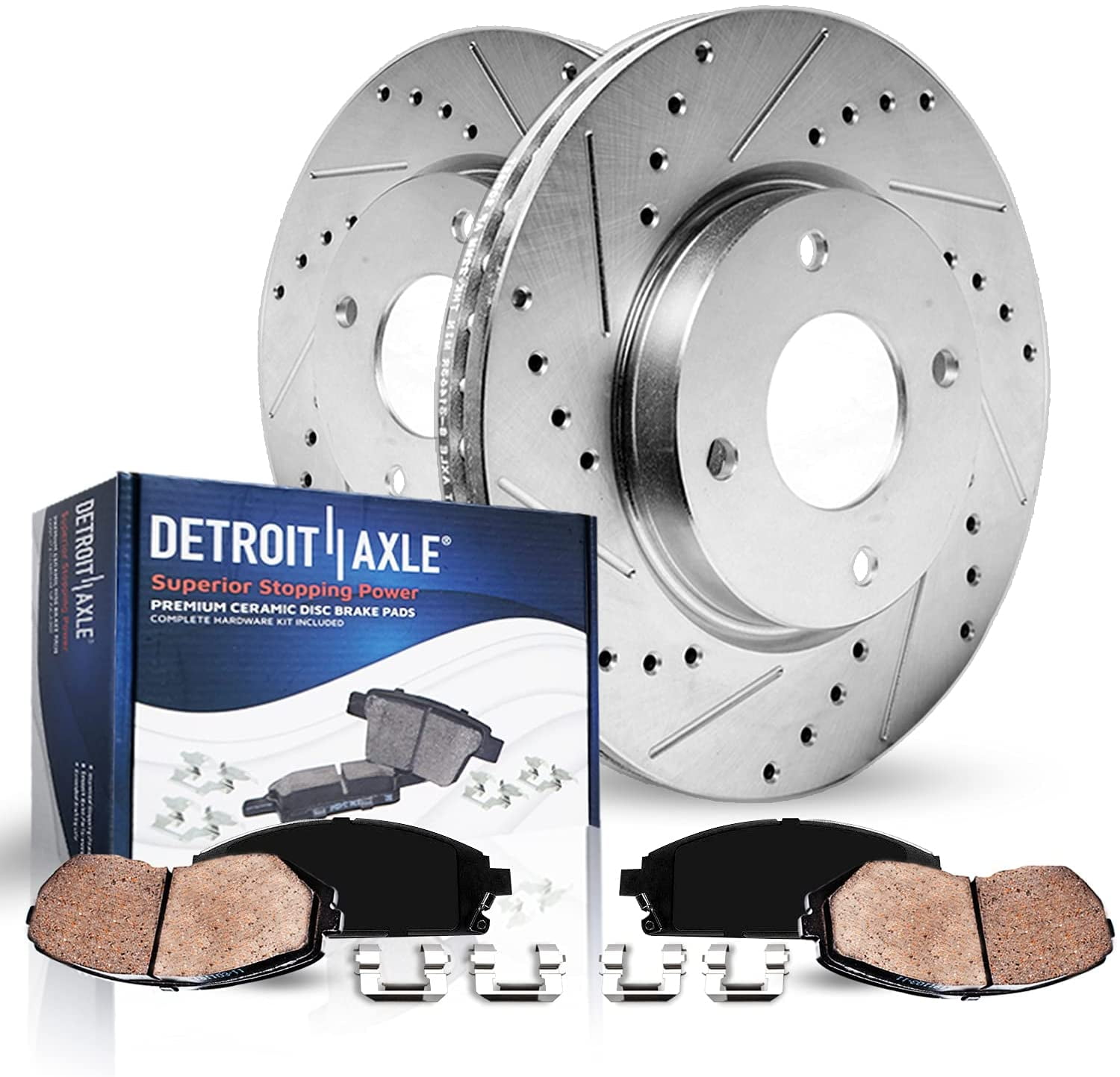 For Pontiac G5 Chevy Cobalt Ion Front Drill Slot Brake Rotors & Metallic Pads 