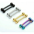 thumbnail image 2 of 14G Stainless Steel 5mm Ball Nipple Tongue Ring 14mm Bar Body Piercing, 2 of 11