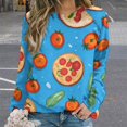 thumbnail image 2 of Fun Pizza Womens Casual Crewneck Sweatshirt Long Sleeve Tops Cute Pullover Loose Fit, 2 of 7