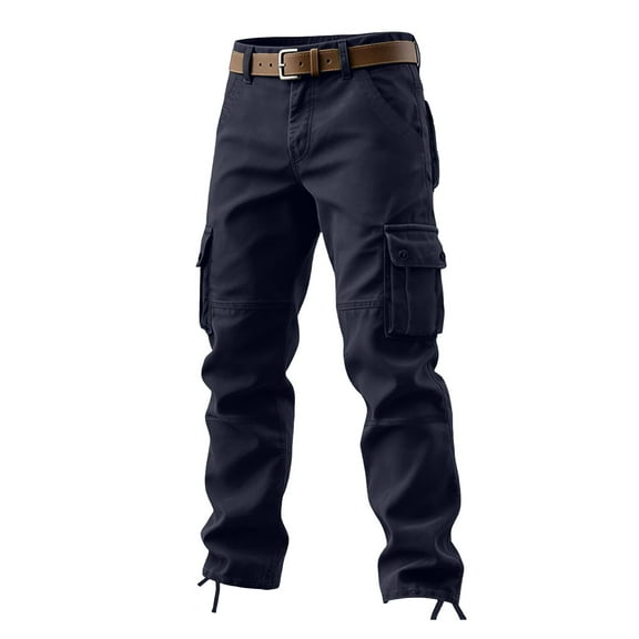 USNSM Mens Multi Pockets Cargo Pants Hiking Work Outdoor Trousers Casual Loose Straight Fit Sweatpants Men's Pants Blue 40
