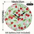 thumbnail image 3 of Chilfamy 10 Inch Wooden Wall Clock Cherries Green Leaves Print Battery Operated 10x10in, 3 of 8