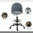 thumbnail image 5 of Vinsetto Ergonomic Rolling Drafting Chair for Standing Desk, Linen Office Stool with Adjustable Foot Ring and Steel Base, Gray, 5 of 9