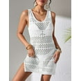 thumbnail image 4 of Womens Swimwear Cover Ups 2025 Summer Crochet Hollow Out Knit Bathing Suit Beach Dresses White L, 4 of 8