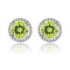 thumbnail image 1 of JeenMata Pendientes de Botón con Halo de Peridoto de Talla Redonda de 1,25 Quilates con Piedra Natal de Agosto en Oro Blanco de 18 K sobre Plata, 1 of 5