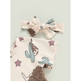 thumbnail image 6 of Genuiskids Western Toddler Baby Girl Clothes Short Sleeve Cactus Cow Print A-Line Dress Headband Casual Kids Summer Outfits 6M-5T, 6 of 8