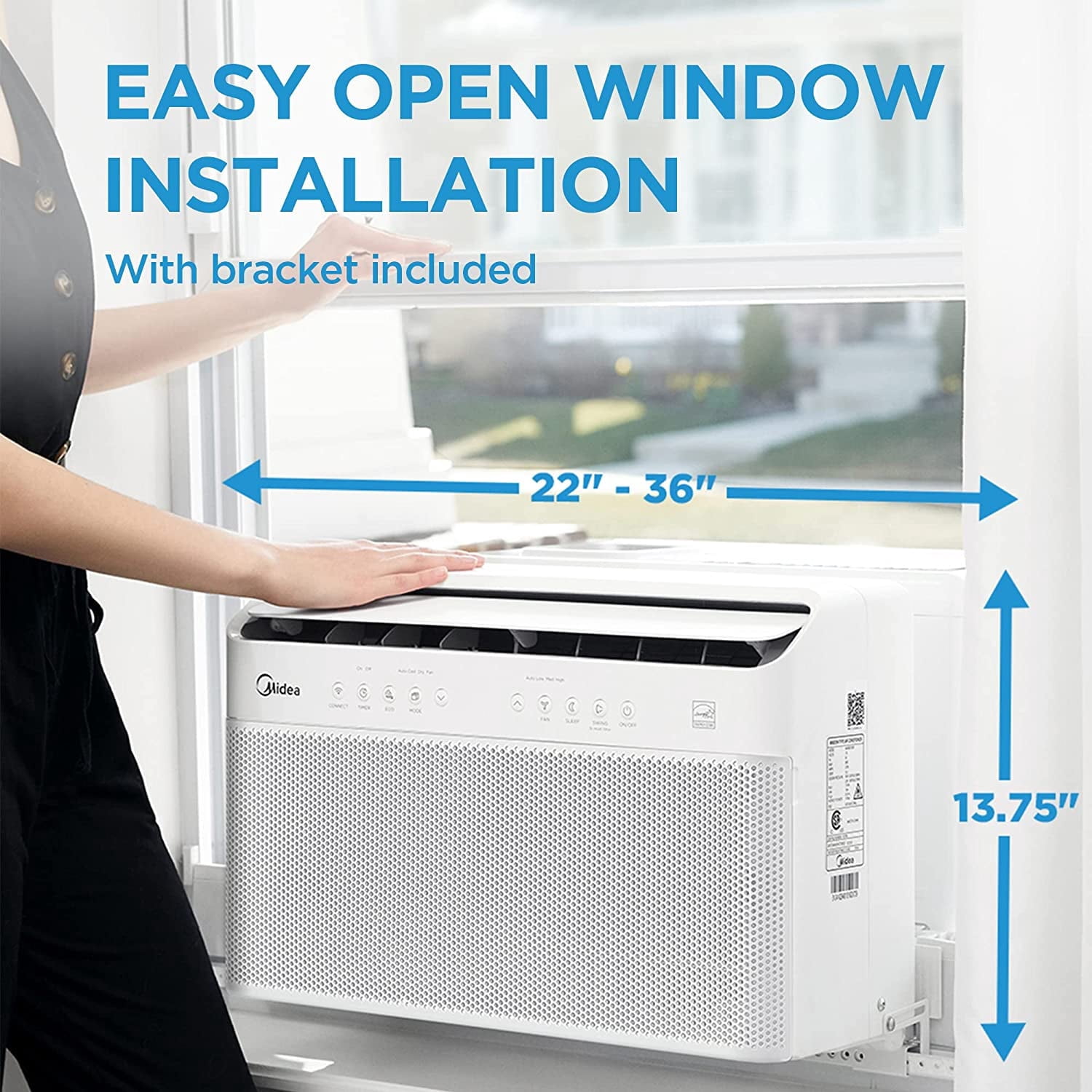 Midea 8,000 BTU Window Air Conditioner - Smart Inverter U-Shaped - Cools Up To 350 Sq Ft - Wi-Fi - White