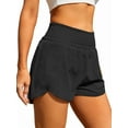 thumbnail image 2 of Women'S Athletic Shorts High Waisted Running Shorts Pocket Sporty Short Gym Elastic Workout Shorts Black M, 2 of 6
