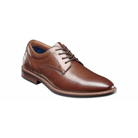 Men's Nunn Bush Centro Flex Plain Toe Oxford Dress Shoes Cognac 84982-221