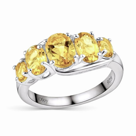 Engagement Rings for Women in 925 Sterling Silver - Yellow Citrine Jewelry for Her Size 10 - Promise Birthstone Birthday Christmas Gifts