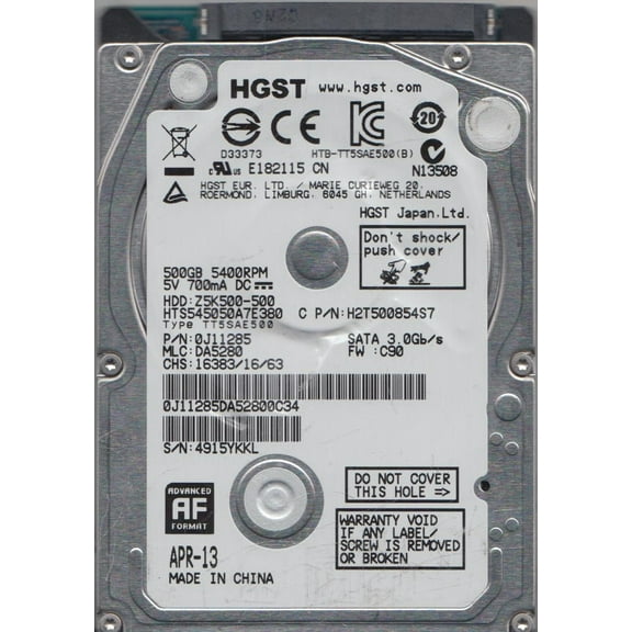 HTS545050A7E380, PN 0J11285, MLC DA5280, Hitachi 500GB SATA 2.5 Hard Drive