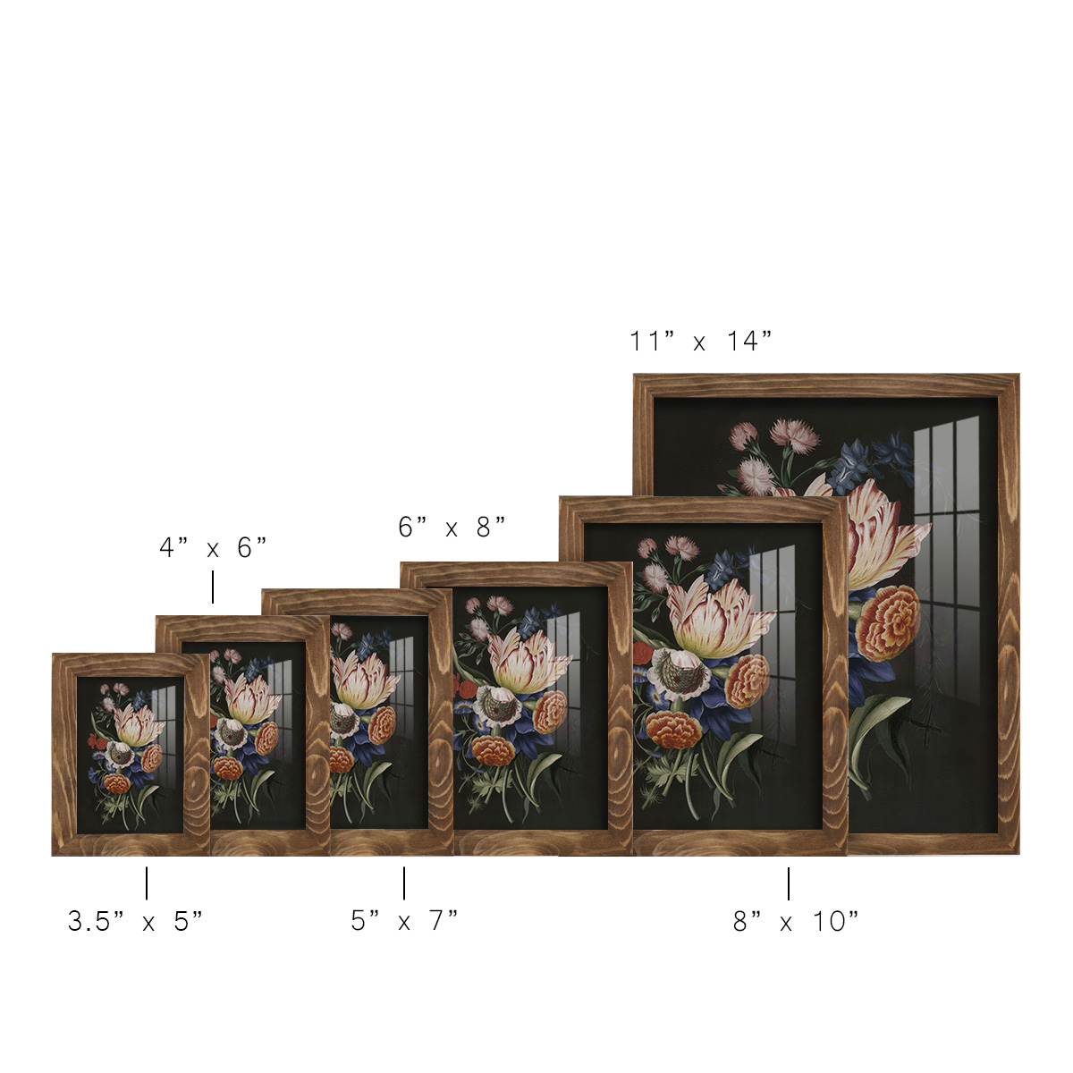 Dramatic Bouquet II -Framed Print w/glass-Walnut