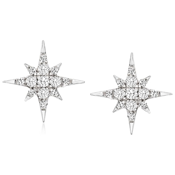 Pure Collection by Ross-Simons 0.15 ct. t.w. Diamond Star Earrings in Sterling Silver, Women's, Adult