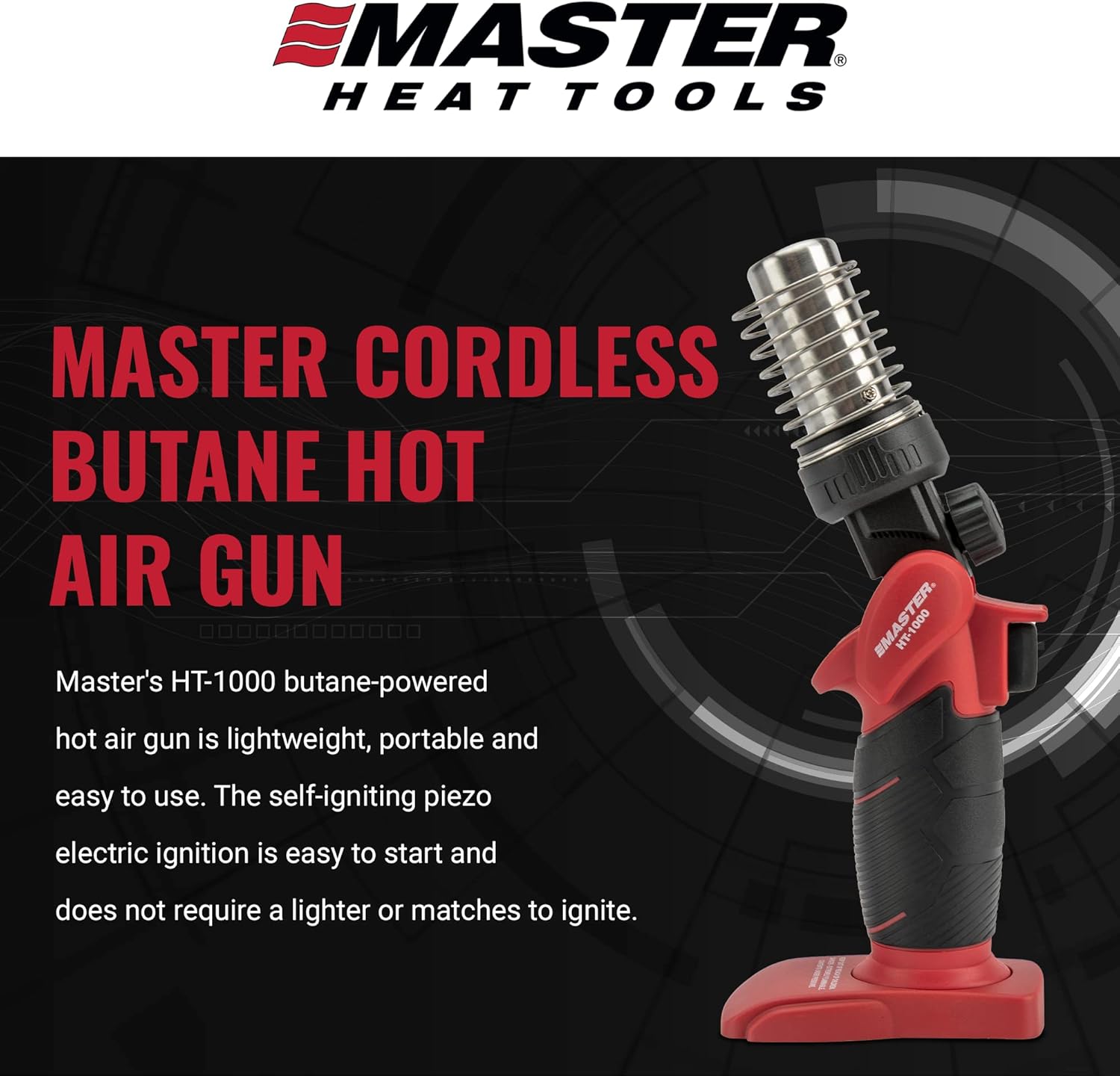 Master Appliance HT-1000 Butane-Powered Cordless Heat Gun Hot Air Gun for Shrink Tubing and Repairs