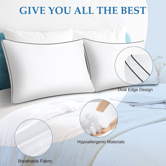 Pillows Queen Size Set of 2, Bed Pillows for Sleeping 2 Pack,Luxury Pillow for Side and Back Sleepers, Soft & Comfortable