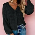 thumbnail image 4 of Lovskoo Short Cardigan Sweaters for Women Long Sleeved Crochet Shawl Front Open V-Neck Button Down Knit Tops Black, 4 of 9