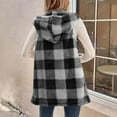 thumbnail image 4 of Womens Plaid Fuzzy Fleece Vest Hooded Sleeveless Sherpa Jacket Fall Winter Warm Fluffy Zip Up Coats Outerwear with Pockets, 4 of 5